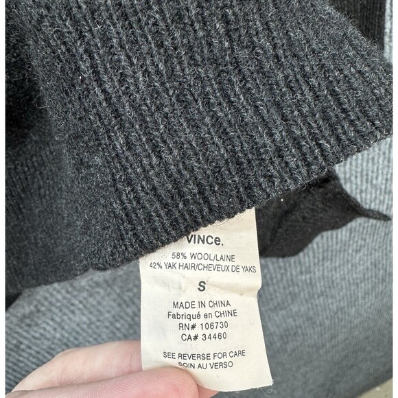 Vince Yak Wool Rugby Stripe Sweater Womens Small Gray Tan Relaxed Knit Top - Picture 5 of 10